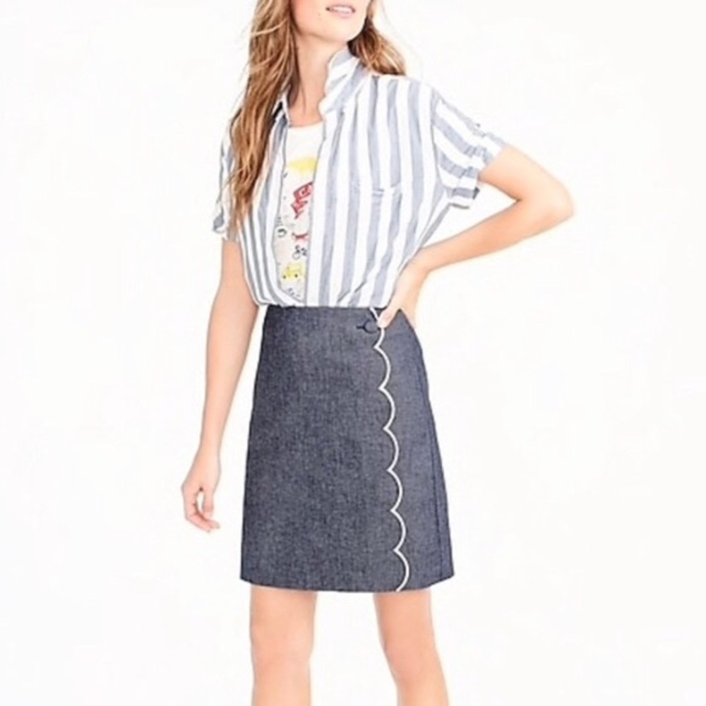 JCrew Scalloped Chambray Mini Skirt✨